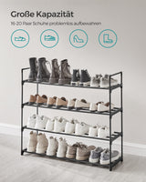 1 x RAW Customer Returns SONGMICS 4-Tier Shoe Rack, Metal Shoe Rack for 20 Pairs of Shoes, for Living Room, Entrance, Hallway and Cloakroom, 30 x 92 x 74 cm, Black LSA14BK - RRP €21.8