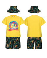 1 x RAW Customer Returns MOHEZ Boys 2 Piece Outfits Printed Short Sleeve T-Shirts Shorts Set Child Summer Clothing Sets with Bucket Hat Yellow Top 11-12 Years - RRP €29.23