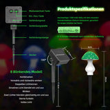 2 x Brand New NOWSOK solar mushroom fairy lights for outdoor garden decoration, mushroom decoration lights with extremely bright LED fairy lights round edge 8 LED total length 5.65 m  - RRP €32.0