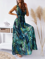 1 x RAW Customer Returns TOPLAZA Women s Long Beach Dress V-Neck Tropical Plant Print - RRP €33.95