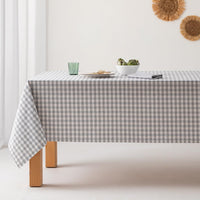 1 x RAW Customer Returns GAMUSI Stain-Resistant Tablecloth Touch Rectangular Vichy Check Fabric, Waterproof Cotton, 140x240 cm Light Gray Color - RRP €22.37