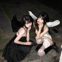 2 x Brand New ZFKJERS Angel Wings with Fairy Wand and Halo, Fairy Costume for Women and Children for Halloween, Carnival, Cosplay Party Small, Black  - RRP €21.86