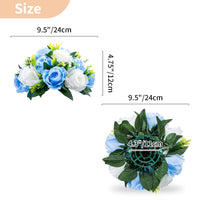 1 x Brand New 10 Pieces Artificial Flower, 15 Plastic Rose Heads with Base, Suitable for the Central Flower Shelf of Our Store for Parties Home Decoration Blue White  - RRP €82.98