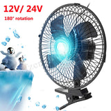 1 x RAW Customer Returns Baceyong 12V 24V Car Van Home Electric Air Fan 180 Rotation Desk Fans 2 Speed Airflow with Clip for Car Truck Bus SUV - RRP €67.69