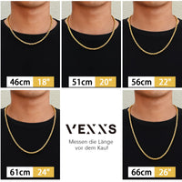 1 x RAW Customer Returns VEXXS chain men 4 6mm, 18K gold plated stainless steel king chain, Byzantine gold chain for men women girls men boys, hip hop jewelry gift, 45-65cm - RRP €52.43