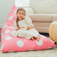 3 x Brand New Butterfly Craze Bean Bag Chair Cover, Toy Organizer for Toddlers, Filled with Stuffed Animals to Create a Jumbo Lounger, Stuffing Not Included, Light Pink Polka Dots - RRP €104.97