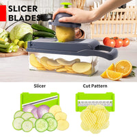 12 x RAW Customer Returns iPalamila vegetable cutter - dicer - vegetable chopper dicer - vegetable slicer - suitable for throws, slices, 14 in 1 multifunctional cutter onion chopper salad cutter mandolin, ABS - RRP €213.96