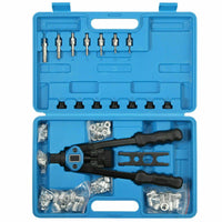 1 x RAW Customer Returns Hand riveting tool set, 33 cm long handles with 7 metric mandrels and 110 rivet nuts from M3 to M12 - RRP €40.33