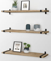 1 x RAW Customer Returns Gronda 24 Inch Rustic Natural Wood Floating Shelves Set of 3, Decorative Wall Shelves for Bathroom, Living Room, Bedroom, Kitchen - RRP €20.4