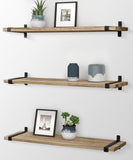 4 x RAW Customer Returns Gronda Wall Shelves Wooden Set of 3 Floating Shelves with Black Metal Hanging Shelf Kitchen Rustic Floating Shelves Vintage Industrial Design Wall Decor Shelves for Living Room Bedroom Bathroom 60cm - RRP €155.96