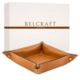 1 x RAW Customer Returns Belcraft Orvieto Leather Empty Pockets, Handmade by Tuscan Artisans, Home Gift, Storage, Light Brown 19x19 cm  - RRP €38.0