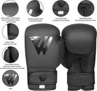 1 x RAW Customer Returns WFX Kids Boxing Gloves for Children 2 4 170g Training MMA Boys Girls Punching Bag Kickboxing Muay Thai Youth Junior Matte Black Gloves Gift for Kids 170g, Black  - RRP €17.95