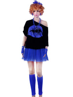 1 x RAW Customer Returns Blulu 80s Costume Accessories Set, T-Shirt Tutu Headband Earring Necklace Leg Warmers XS, Royal Blue  - RRP €37.3