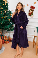 1 x RAW Customer Returns HEARTNICE women s fleece bathrobe dressing gown soft warm bathrobe women s plush fluffy bathrobes sauna robe housecoat black, L XL  - RRP €24.19