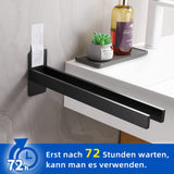 1 x RAW Customer Returns ALOCEO Towel Holder Without Drilling Stainless Steel Strong Adhesive Bath Towel Holder Double Self-Adhesive Towel Rail Wall for Bathroom Kitchen, Matt Black, 39CM - RRP €22.68