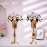 1 x RAW Customer Returns Gold Vase Wedding Centerpieces for Tables 2 Pieces Tall Trumpet Vases for Table Decoration 40cm Metal Table Top Flower Stand Wedding Reception Flower Vase for Birthday Ceremony Home Decoration - RRP €42.96