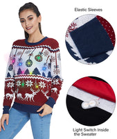 1 x RAW Customer Returns IDGREATIM Men s Teenager Ugly Christmas Sweater Reindeer Christmas Sweater Printed Ugly LED Light Christmas Sweater Long Sleeve Jumper Brown S - RRP €46.38