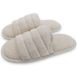 1 x Brand New ofoot Men s Cotton Comfortable Open Toe Slippers, Non-Slip Memory Foam Summer Indoor Slides Beige, 41 42 EU  - RRP €23.99