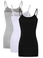 1 x RAW Customer Returns 3 Piece Women s Camisole Long Base Tank Tops Adjustable Spaghetti Strap Cami Camisole Tank Top Black, White, Grey, Size M  - RRP €20.99