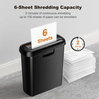 1 x RAW Customer Returns Bonsaii paper shredder attachment, 6 sheet strip cut shredder, security level P2, document paper shredder with telescopic arm, with 9 litre wastepaper basket S123-A  - RRP €26.68