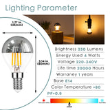 1 x RAW Customer Returns Century Light P45 Dimmable Edison LED Lamp 4W, Silver Head Mirror Lamp LED Light Bulb, 40 Watt Equivalent, E14 Candelabra Base, Retro Warm White 2700K, Vintage Mirrored Light Bulb, 6 Pack - RRP €26.99