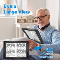 1 x RAW Customer Returns OBOVO 5X Reading Magnifier with Light for Seniors Large, Magnifying Glass with Light, Dimmable Magnifying Glasses with 50 LED Light, Larger Lenses, Foldable Stand Hands Free for Books, Work, Sewing, Reading, - RRP €22.99