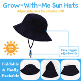 1 x Brand New Kids Sun Hat, Adjustable Summer Bucket Hat Girls Boys UV Protection Beach Hat Wide Brim Summer Visor Hat for Kids, 3-8 Years Navy Blue  - RRP €24.0