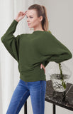 1 x RAW Customer Returns Cegerne women s sweater elegant oversized sweater long-sleeved shirt sweatshirt knitted sweater batwing batwing sleeves knitted sweater top tops, arm green - RRP €37.3