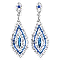 1 x RAW Customer Returns Wedding Party Prom Rhinestone Blue Crystal Cluster Diamond Shaped Large Dangling Statement Stud Earrings - RRP €19.99