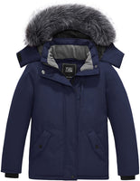 1 x RAW Customer Returns ZSHOW Coat Hood Warm Windproof Quilted Overcoat Winter Water-repellent Jacket Outdoor Casual Girl Dark Blue 152-158 - RRP €64.99