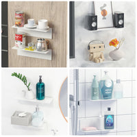 1 x RAW Customer Returns Toski Wall Shelf White No Drilling, Self-Adhesive Shelves Large for Walls 30cm Wide, Shelf No Drilling Set of 2, Acrylic Floating Shelves for Bathroom Living Room Bedroom - RRP €22.99