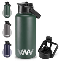 23 x Brand New VNV stainless steel water bottle, 750ml, 1L, large capacity leak-proof, suitable for sports, school, fitness, outdoors, camping, etc. Purple  - RRP €469.2