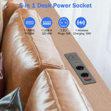 1 x RAW Customer Returns Table socket with USB C PD20W, built-in socket with USB and wireless charging, built-in power strip with switch, table power strip built-in socket for desk table top, 2m cable - RRP €33.23