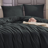 1 x RAW Customer Returns WAVVE bed linen 240x260 3-piece anthracite - duvet cover 240 x 260 set with pillowcases 65x65 cm, bed linen sets 260x240 made of microfiber with zip, soft and non-iron, grey - RRP €28.49