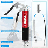 1 x RAW Customer Returns Pindex one-hand grease gun hand lever grease gun 8000PSI with flexible hose spray gun for 400g cartridge light red  - RRP €29.87