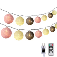 1 x RAW Customer Returns DeepDream cotton ball fairy lights, 5M 20 LED dimmable cotton ball fairy lights, LED ball fairy lights indoors with remote control and timer for children s room, Christmas, wedding, party pink  - RRP €25.2