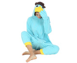 1 x RAW Customer Returns LorranTree Platypus Costume Onesie Perry Platypus Animal Costume Women Men Pajamas Christmas Carnival One-Piece YZS-Blue-M - RRP €29.24