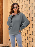 1 x RAW Customer Returns Fessceruna women s knitted sweater, batwing sleeves, oversized pullover, crew neck, winter ribbed sweater shirt - RRP €33.26