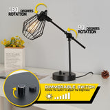 1 x RAW Customer Returns ENCOFT Table Lamp Black Dimmable Vintage Table Lamp E27 Metal Retro Industrial Desk Lamp with Lampshade Bedside Lamp with 2 USB Ports - RRP €19.82