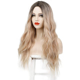 1 x RAW Customer Returns Wig Blonde for Women Long Curly Wavy Synthetic Hair Wig for Women Girls Middle Part Fashion Super Natural Wig VD066 - RRP €27.99