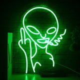 1 x RAW Customer Returns SIGNSHIP Smoking Alien Neon Lights for Wall Decor, USB Decorative Led Signs Novel Green for Home, Kids, Bar, Club, Bedroom, Party - RRP €37.8