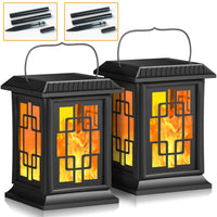 1 x RAW Customer Returns Solar Lantern for Outdoor Use Large LED Solar Lamps with Two Working Modes Flickering Flame Effect Warm Light IP65 Lantern Outdoor Solar Lights for Decoration Pack of 2  - RRP €40.33