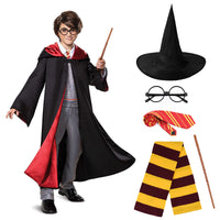 1 x RAW Customer Returns URAQT Magician Robe, Children s Costume for Boys Girls, with Cape Magic Wand Glasses Magic Hat Scarf Tie, Halloween Magician Costume for Cosplay Carnival Fancy Dress Party 135 cm  - RRP €24.99