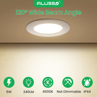 1 x RAW Customer Returns ALUSSO LED recessed spotlight 230V 5W  4500K, 340LM IP44 bathroom LED recessed lights, LED ceiling spots 75-85mm installation diameter, mini slim 30mm ultra flat for bathroom, living room, kitchen, set of 12 - RRP €47.39