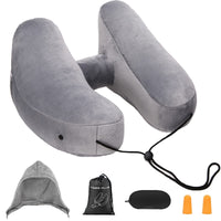 1 x RAW Customer Returns EPROICKS Neck Pillow Inflatable Travel Pillow for Travel Airplane Train Car Office Grey  - RRP €19.67