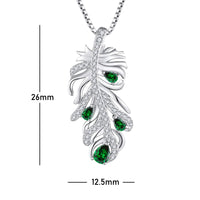 1 x Brand New JO WISDOM 925 1000 Silver Necklace for Women, La Plume Pendant with AAA Cubic Zirconia May Birthstone Emerald Color - RRP €59.5