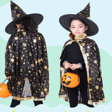 1 x Brand New Miss-shop Children s Halloween Cape,Vampire Capes Wizard Cape Halloween Costume with Hat for Children Cosplay Costume Halloween Carnival Party Fancy Dress Black  - RRP €10.92