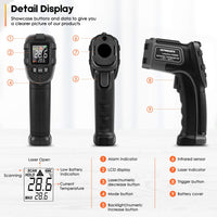 1 x RAW Customer Returns Digital infrared thermometer SOVARCATE Precise contactless -32 C to 600 C - Adjustable emissivity - Alarm function at high low temperature - LCD color display laser thermometer pyrometer - RRP €19.56