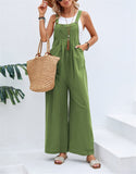 1 x RAW Customer Returns SotRong Women s Pocket Wide Leg Jumpsuit, Summer Boho Sleeveless Strap Jumpsuit, Green, XXL - RRP €28.99