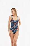 1 x RAW Customer Returns Dedoles One-piece swimsuit for women and girls in recycled polyamide with many cherry flamingo mandala designs, colour Orient, 2XL - RRP €24.0